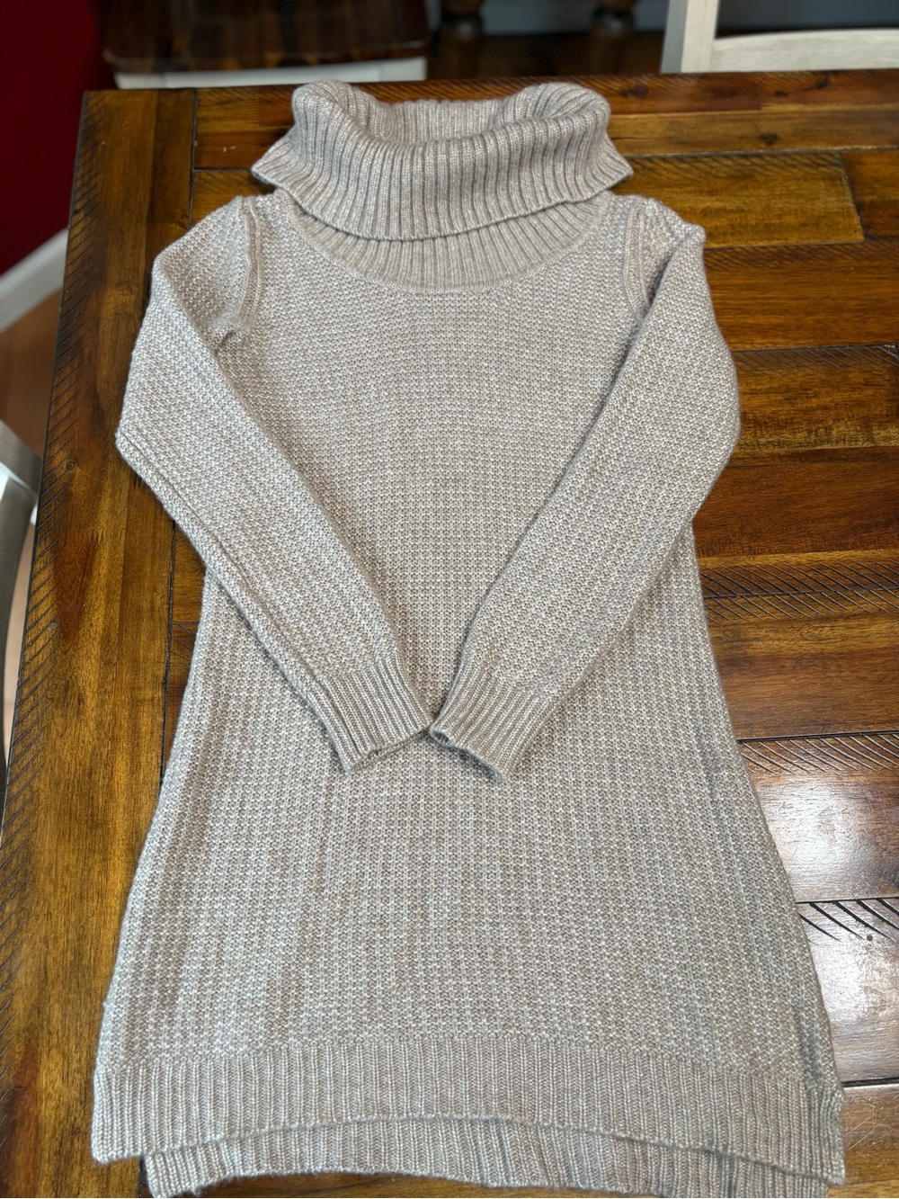 White House Black Market Beige Turtleneck Sweater Dress